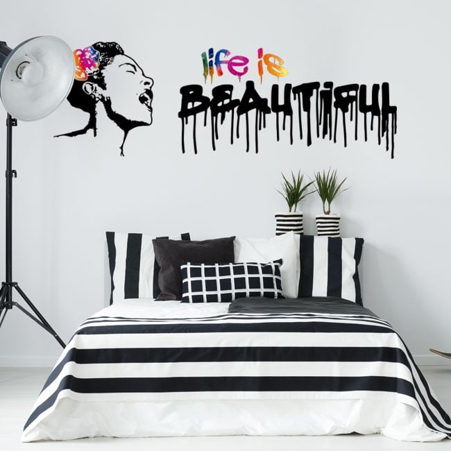 Pegatinas De Vinilos Grafiti Banksy Life Is Beautiful