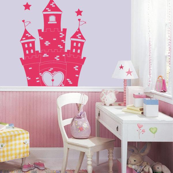WM369385 - Adhesivo decorativo para pared, diseño de castillo de princesa  rosa, Vinilo