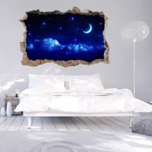 Vinilos Pared 3D Luna Y Estrellas