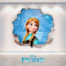 Vinilos Disney Anna Frozen Agujero Pared 3D