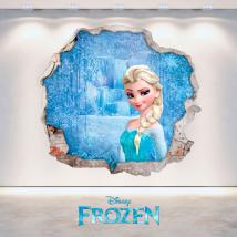 Vinilos Disney Frozen Elsa Agujero Pared 3D