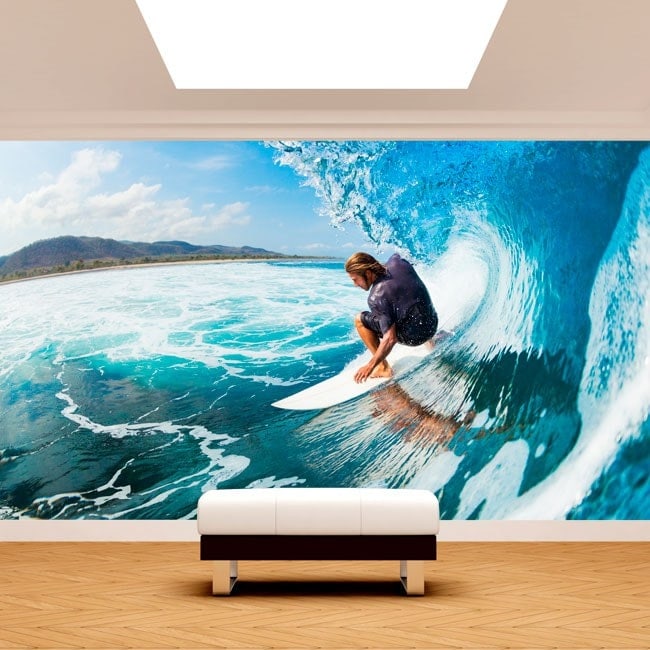 Mural de pared Surf. Decoración de pared de surf, impresión de pared de surf,  tablas de surf en Hawai, arte de baño tropical. Fondo de pantalla de playa.  6509 -  España