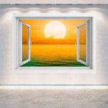 Ventanas 3D Puesta De Sol En El Mar