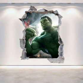 Vinilos 3D Pared Rota Hulk