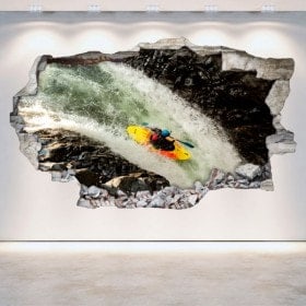 Vinilos 3D Pared Rota Rafting Kayak