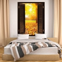 Ventana 3D Árboles En Otoño