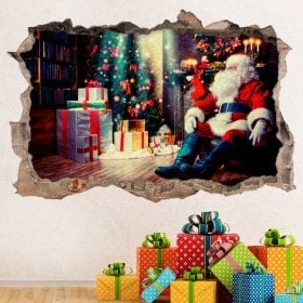 Vinilos 3D Santa Claus Navidad