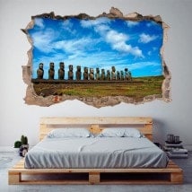 Vinilos 3D Moáis Ahu Tongariki Isla De Pascua Chile