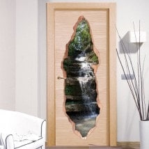 Vinilos Para Puertas Cascada Montaña 3D