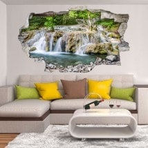 Vinilos Decorativos Cascadas En El Bosque 3D