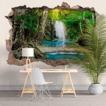 Vinilos Y Pegatinas Cascadas En El Bosque 3D