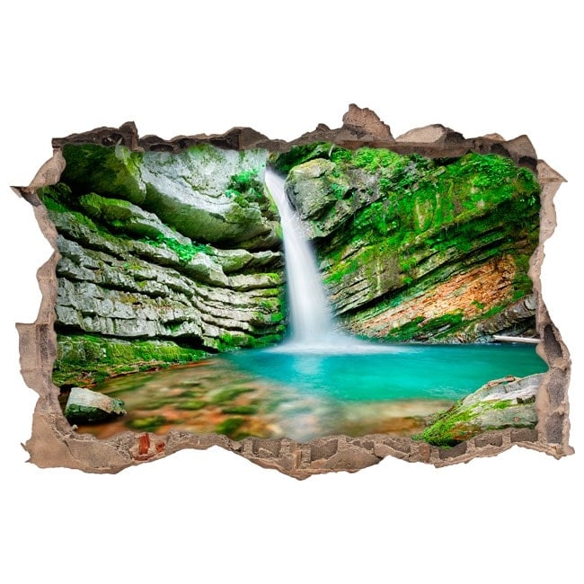 Vinilo decorativo 3d paisaje cascada - TenVinilo