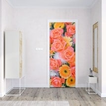 Vinilos y pegatinas para puertas rosas y flores