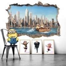 Vinilos decorativos minions en Nueva York 3D