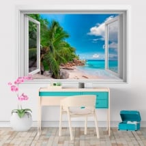 Vinilos decorativos ventana Islas Seychelles 3D