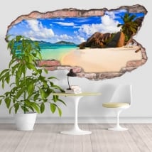 Vinilos playa Anse Source D'Argent Seychelles 3D