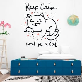 Vinilos decorativos frase keep calm and be a cat