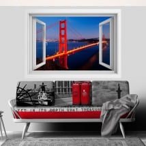 Vinilos puente Golden Gate ventana 3D