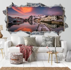 Vinilos decorativos 3d atardecer islas lofoten noruega