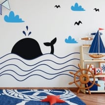 Vinilos decorativos infantiles ballena en el mar