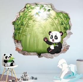 Vinilos paredes infantiles oso panda 3d