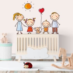 Vinilos paredes dibujo infantil familia