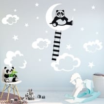 Vinilos y pegatinas infantiles oso panda en la luna