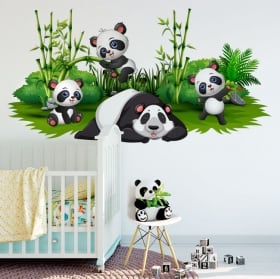 Vinilos infantiles oso panda y rama árbol