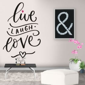 Vinilos decorativos frase en inglés live laugh love