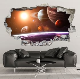Vinilos decorativos paredes sistema solar 3d