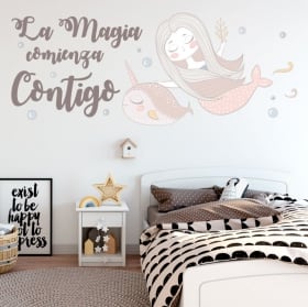 Pegatinas y vinilos frases la magia comienza contigo