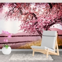 Fotomurales vinilos paredes cerezo japonés