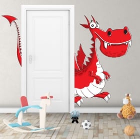 Vinilos infantiles dragón para puertas