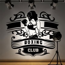 Vinilos y pegatinas club de boxeo silueta mujer