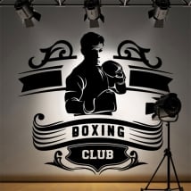 Vinilos decorativos club de boxeo silueta hombre