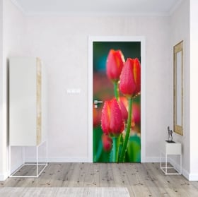 Vinilos y pegatinas para puertas flores tulipanes