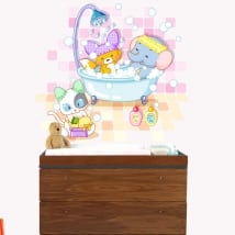 Vinilos infantiles o de bebé animales bañándose