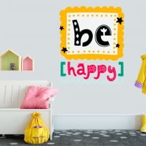 Vinilos decorativos y pegatinas frase be happy