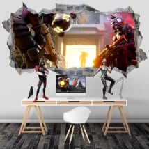 Vinilos agujero pared 3d videojuego fortnite