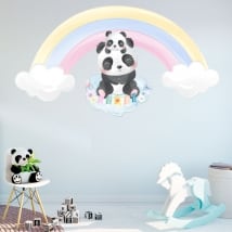 Pegatinas de vinilos infantiles osos panda y arcoíris