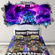 Vinilos y pegatinas paredes 3d videojuego fortnite