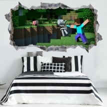 Vinilos y pegatinas agujero 3d videojuego minecraft