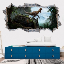 Vinilos decorativos 3d dinosaurio jurassic park