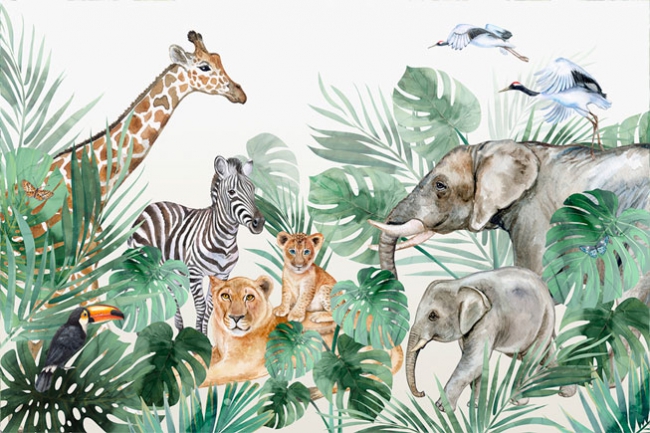 Fotomural Animales Selva Dibujos Infantil infantiles