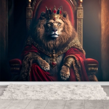 Papel pintado o fotomural ilustración león rey de la jungla