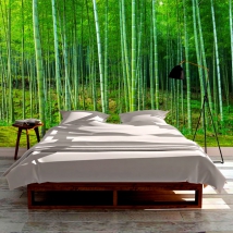 Papel pintado o fotomural bosque bambú meditación zen