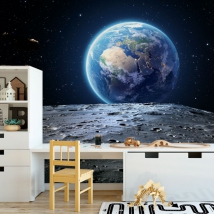 Papel pintado o fotomural vista planeta tierra desde la luna