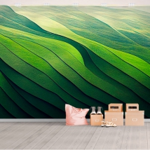 Papel pintado o fotomural pintura texturas abstracta decoración tonos verdes