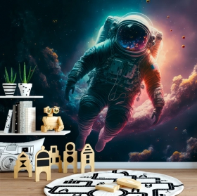 Papel pintado o fotomural astronauta scifi flotando aventura en el espacio