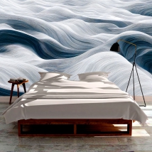 Papel pintado o fotomural ilustración ondas con texturas moderna